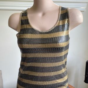 Silence & Noise Striped Sequence shirt~Blue & Gold. Size M